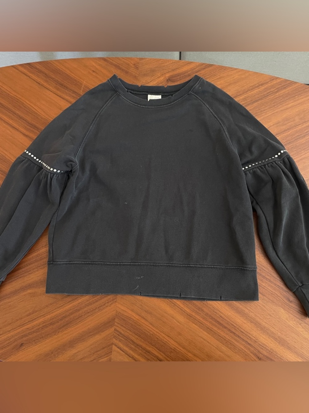 Zara Black Distressed Crewneck Sweatshirt